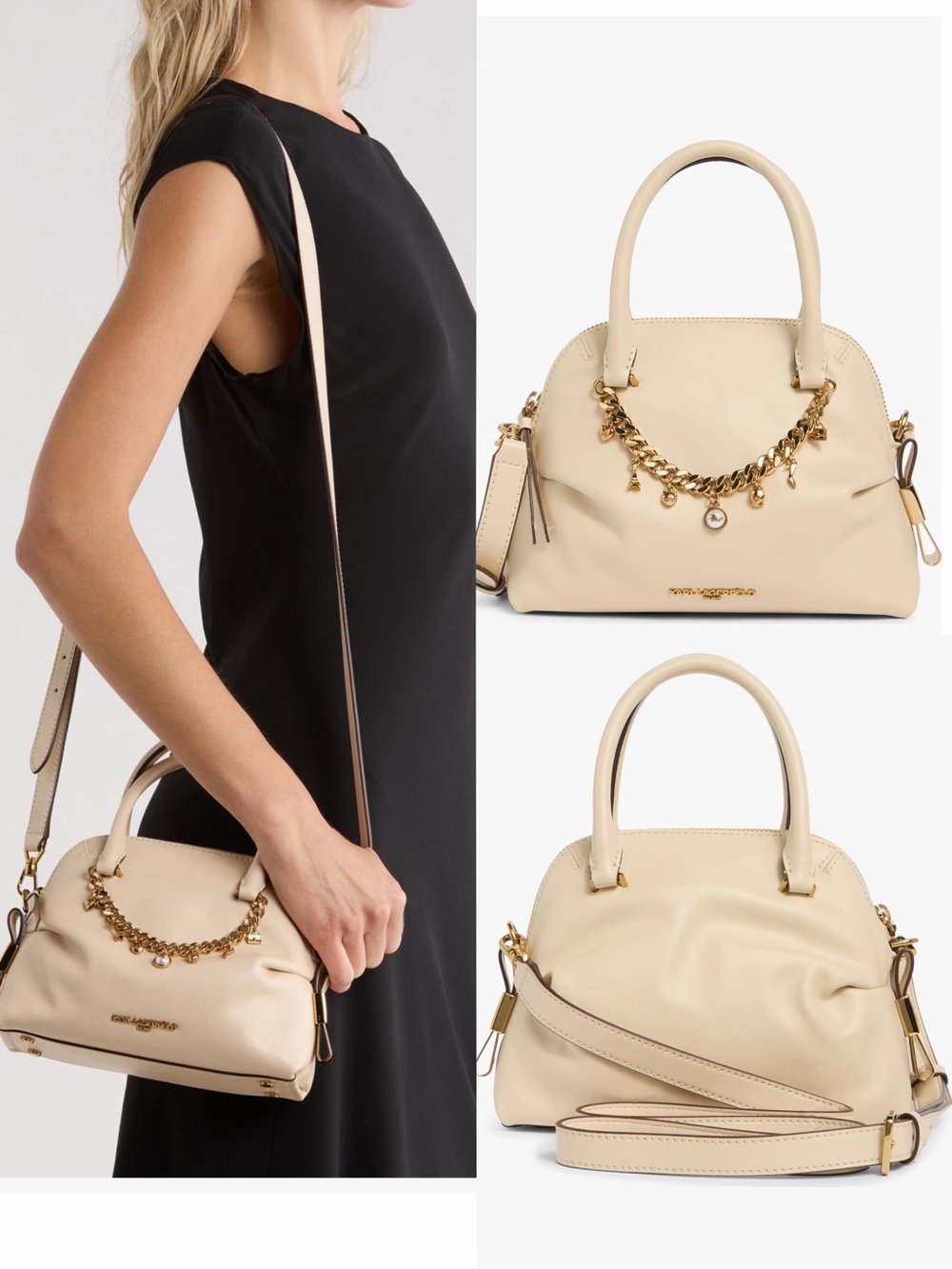 KARL LAGERFELD Charlaine Leather Satchel NWT